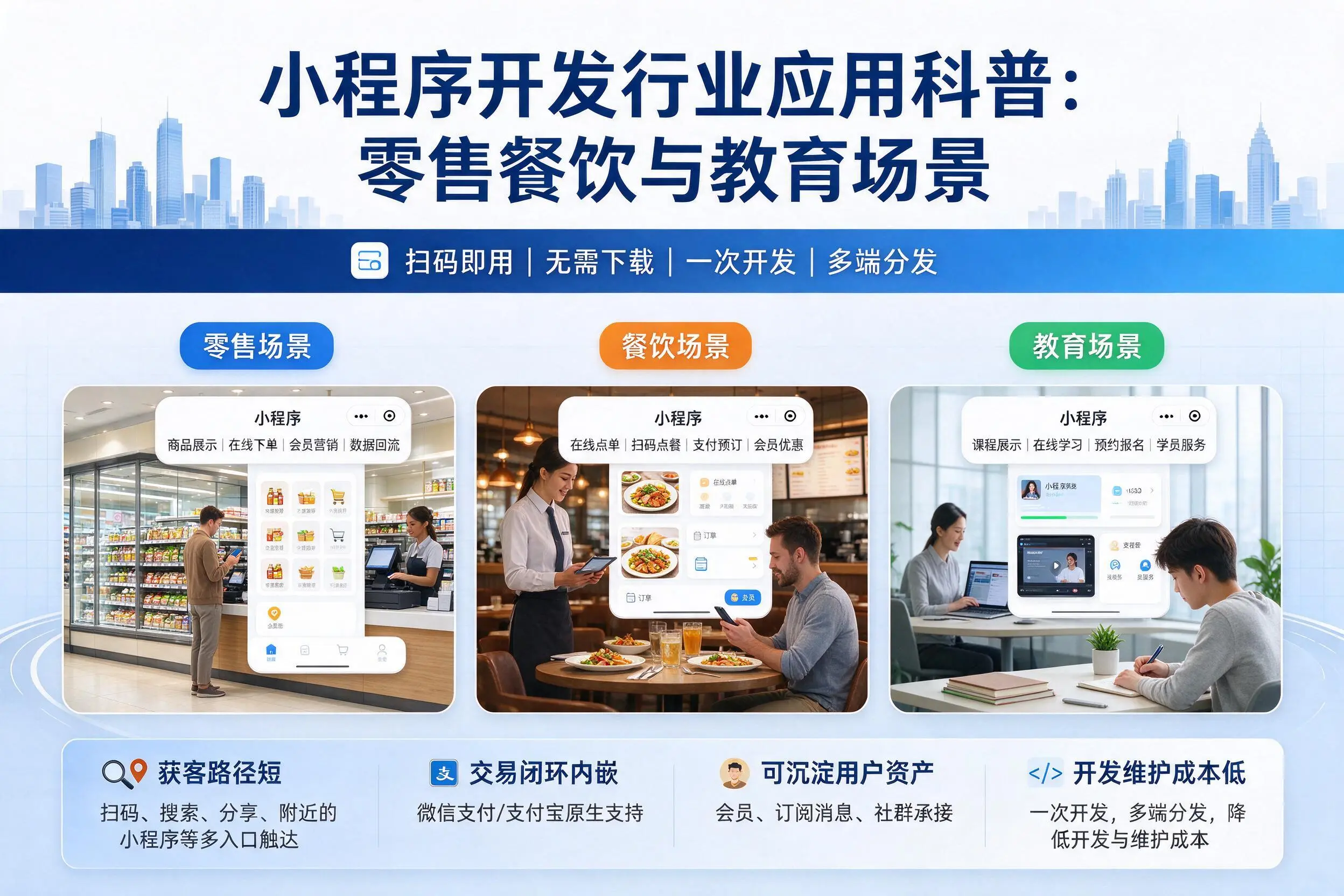 葫芦岛小程序开发行业应用科普:零售餐饮与教育场景