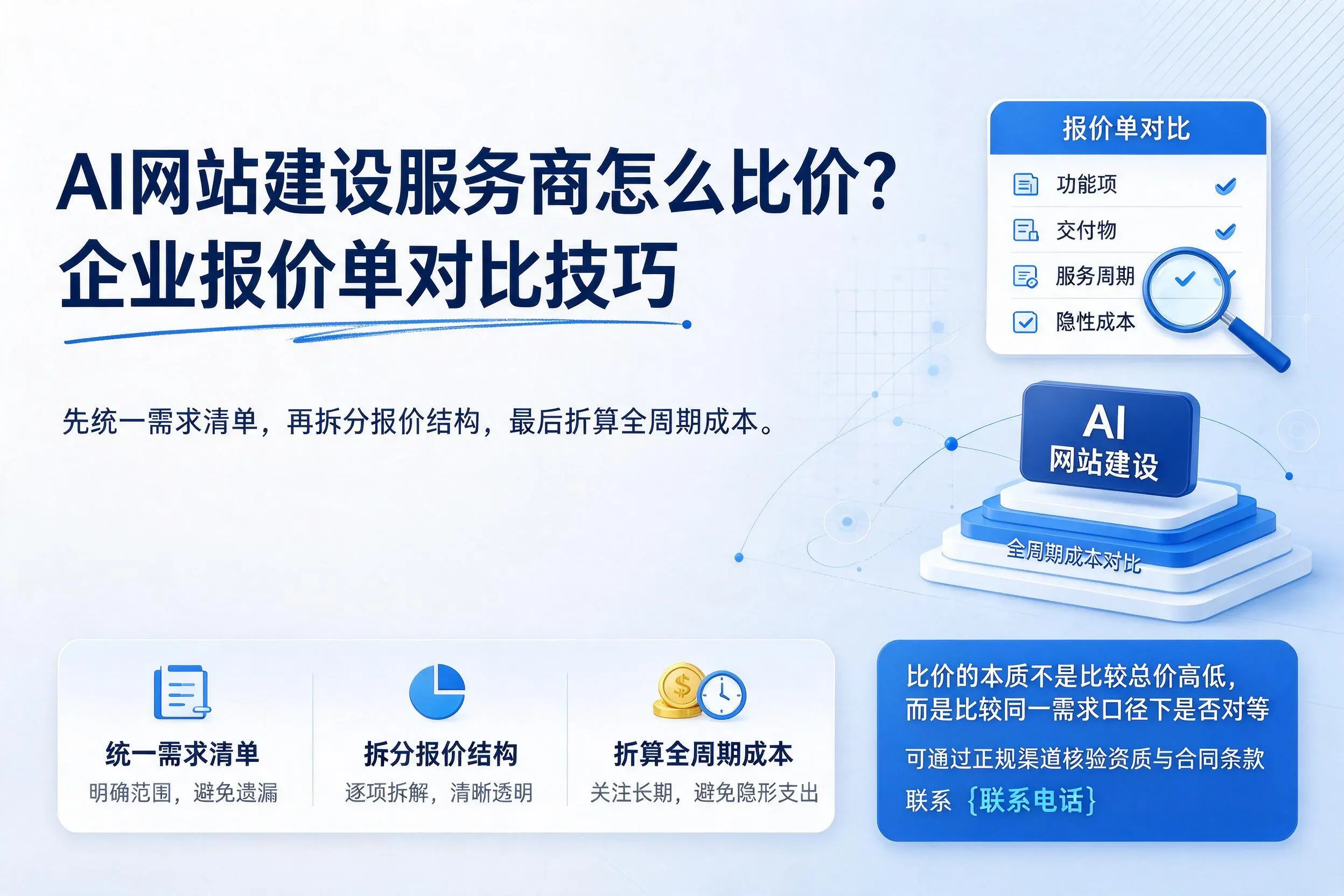 AI网站建设服务商怎么比价？葫芦岛企业报价单对比技巧
