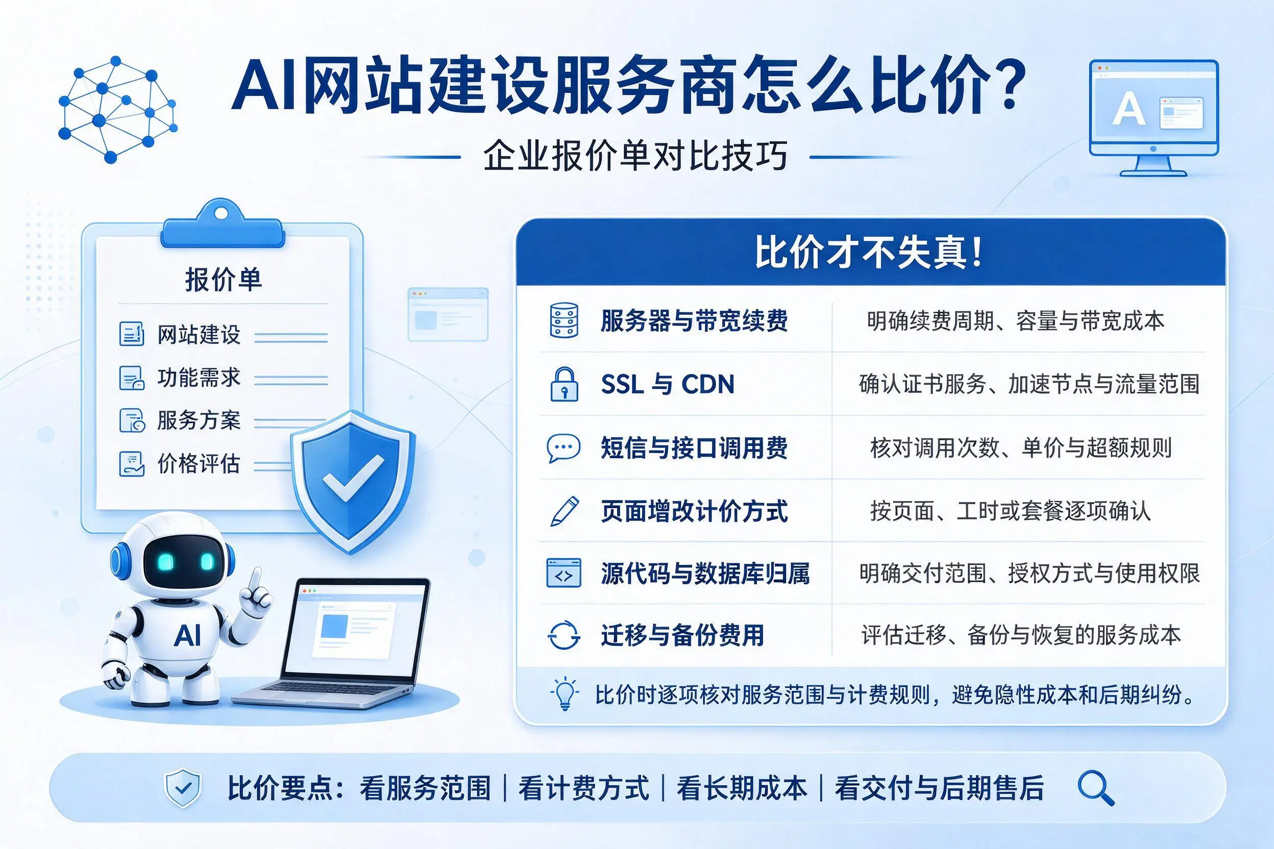 AI网站建设服务商怎么比价？葫芦岛企业报价单对比技巧